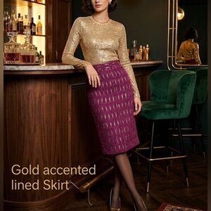 Metallic Pencil Skirt by Craig Taylor- Plum & Gold Sz 4. …Free shipping
